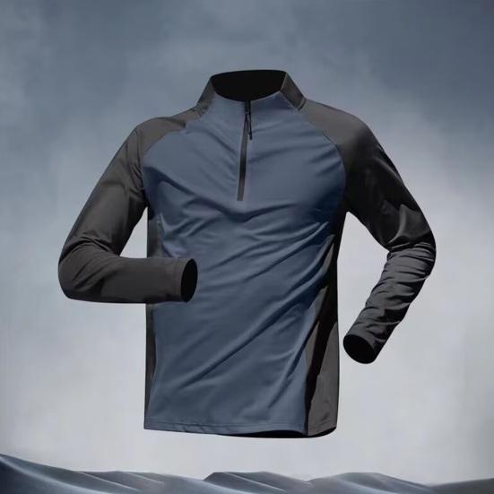 Men’s Active Quick Dry Summer Wear Casual Long Sleeve Shirts Half-zip