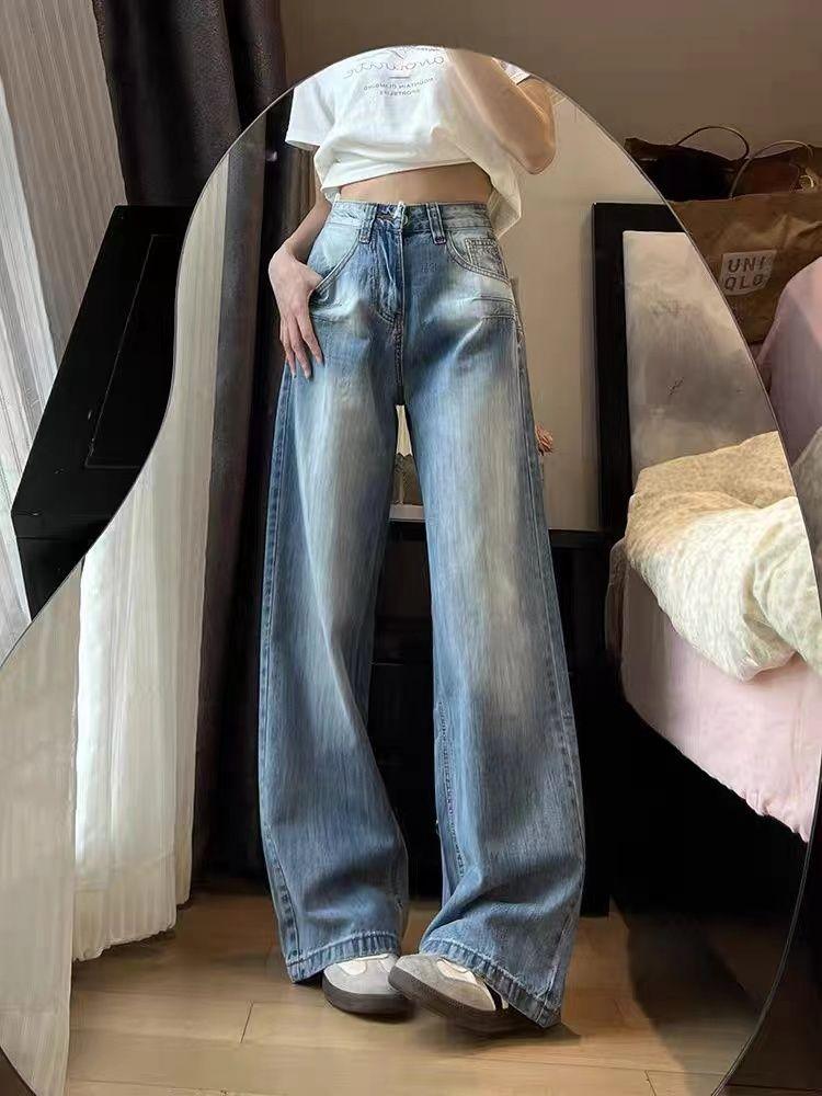 

Большие размеры Прямые джинсы Хай-стрит Женские Весенние Фигура типа «груша» Дизайнерские Джинсы с высокой посадкой Широкие брюки Джинсы для женщин Длинные джинсовые брюки XS