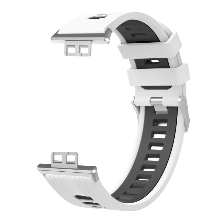 Dual‑Color Silver‑Buckle Silicone Watch Band Strap, Replacement Wrist Accessory for Huawei Watch Fit New