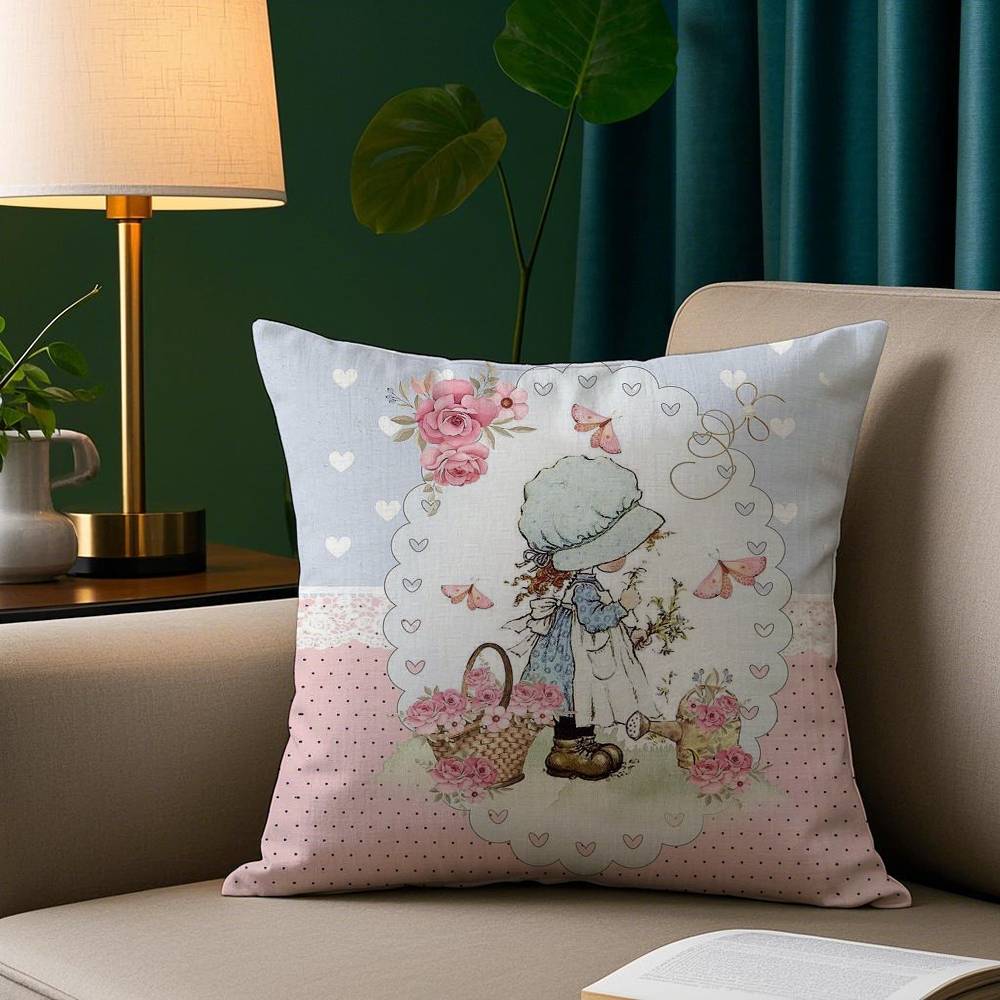 Cute Sarah Kay Girl Pillow Case Short Plush Print Cushion Cover Square Throw Pillow Covers Sofa Home Decor