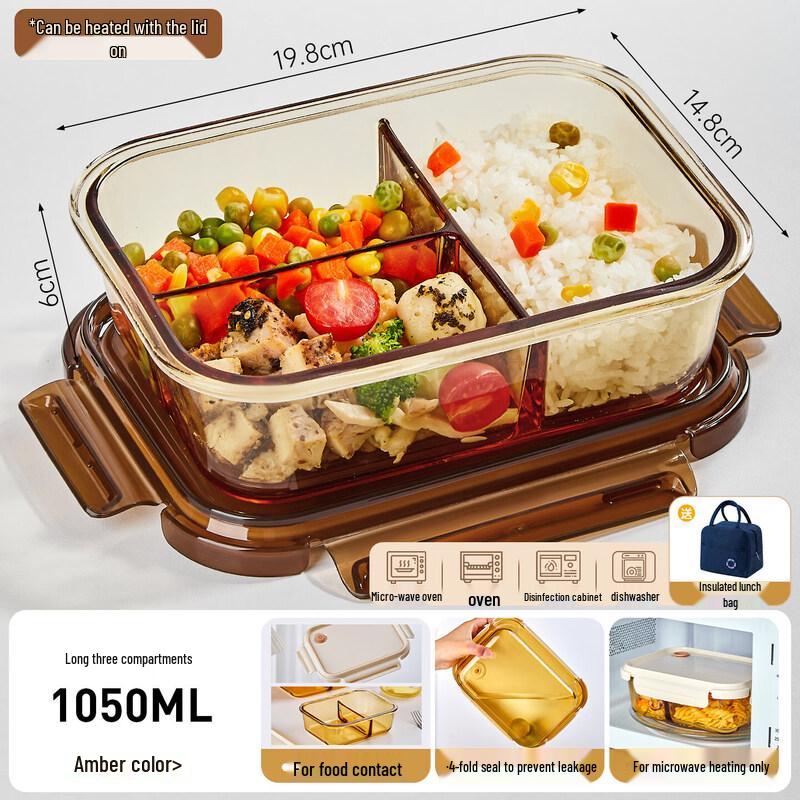Microwave-Safe Divided Glass Bento Box
