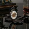 Hand Wind Mechanical Men Pocket Watch Skeleton Dial Steampunk Necklace Pendant Vintage Dress Fob Watches for Weeding Gift