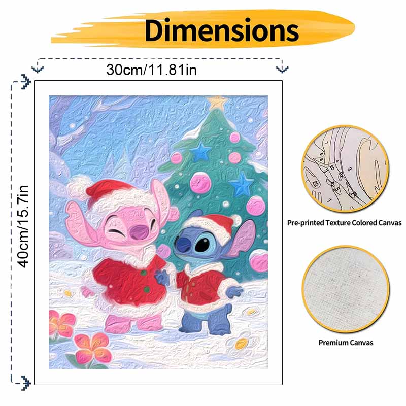 Disney Stitch Angel Christmas Oil Painting Hand Painting Coloring Painting Handmade Diy Home Decoration Gift