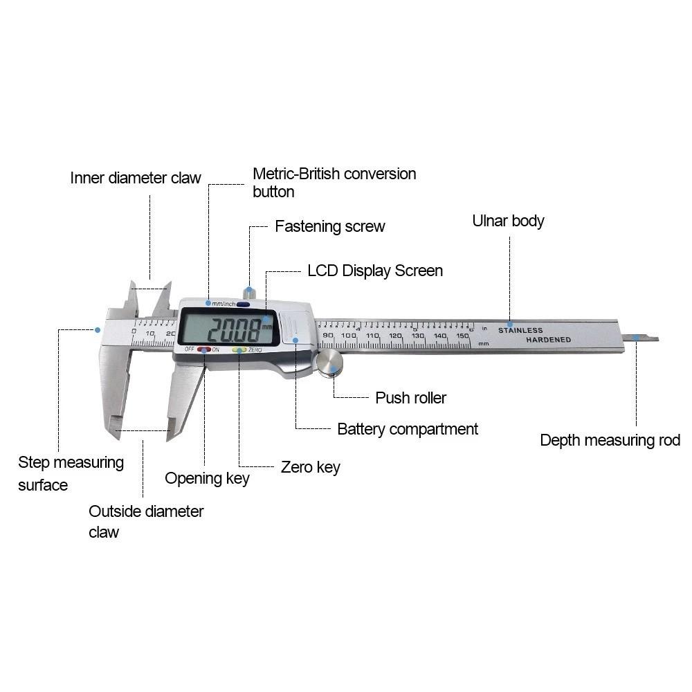 0-150mm Vernier Caliper Inch/Metric Digital Ruler Electronic Digital Caliper  DIY Tool