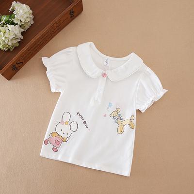 Girls Shirt 2025 New Children's Baby Short-sleeved Top Young Girls Cute Cotton Clothes for 2-6 Ages Kids