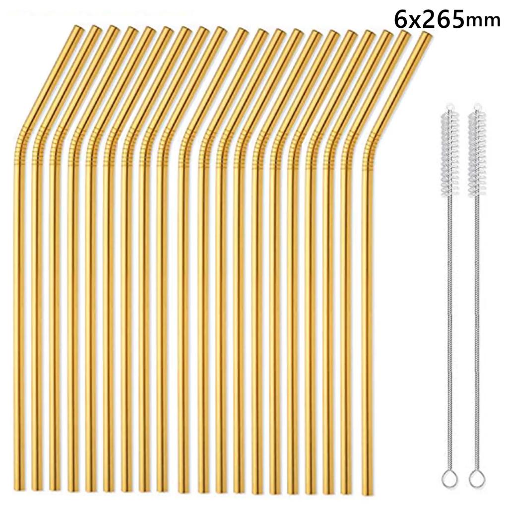 20 Pack 265cm Long Rainbow Metal Straws Reusable 304 Stainless Steel Drinking Straws for 30oz and 20oz Cup Bar Accessory