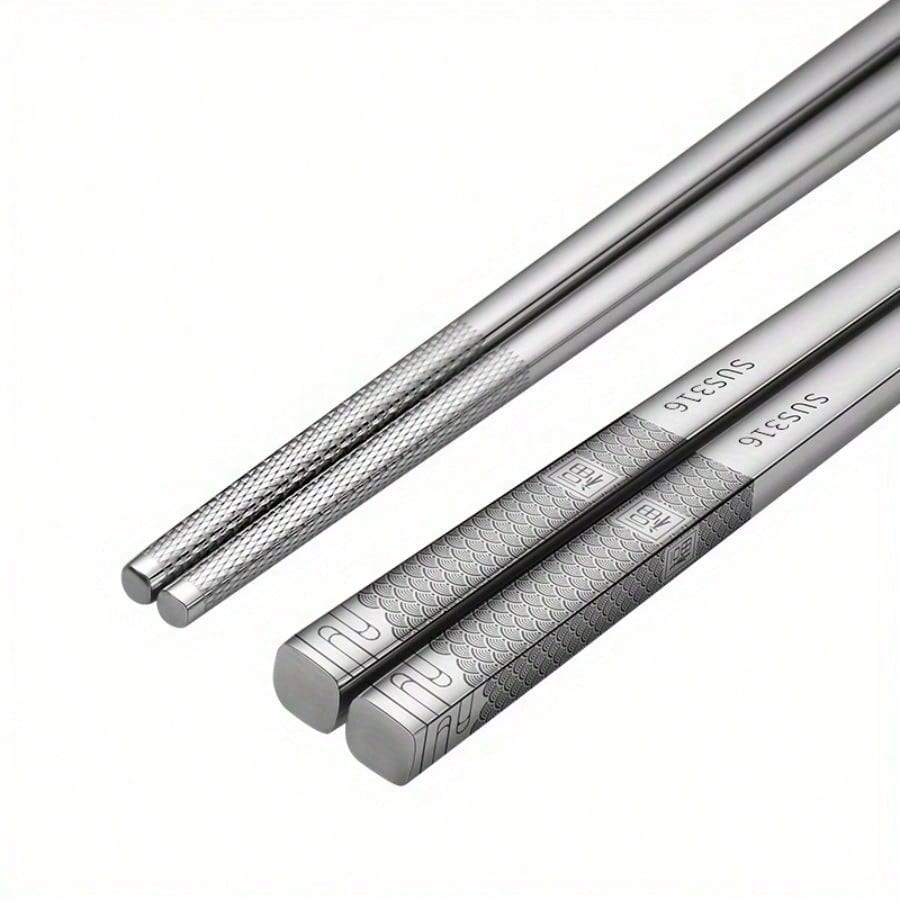 316 Stainless Steel Chopstick Tableware Luxury Laser Engraving Chopsticks Antiskid Household Metal Reusable Chopstick