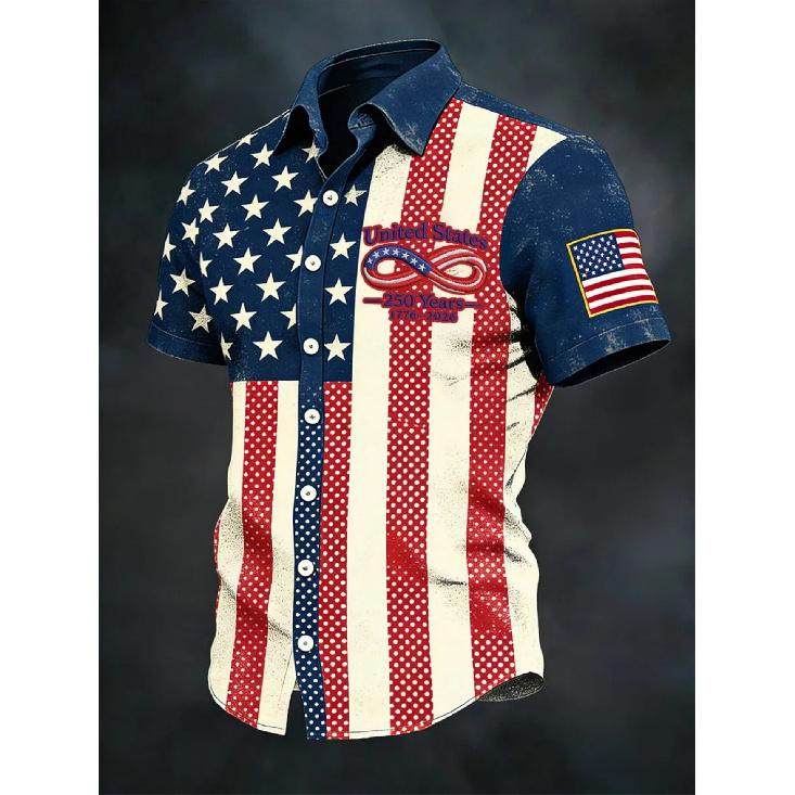 New Summer Men's Printed Casual Breathable Loose Short-Sleeve Shirt