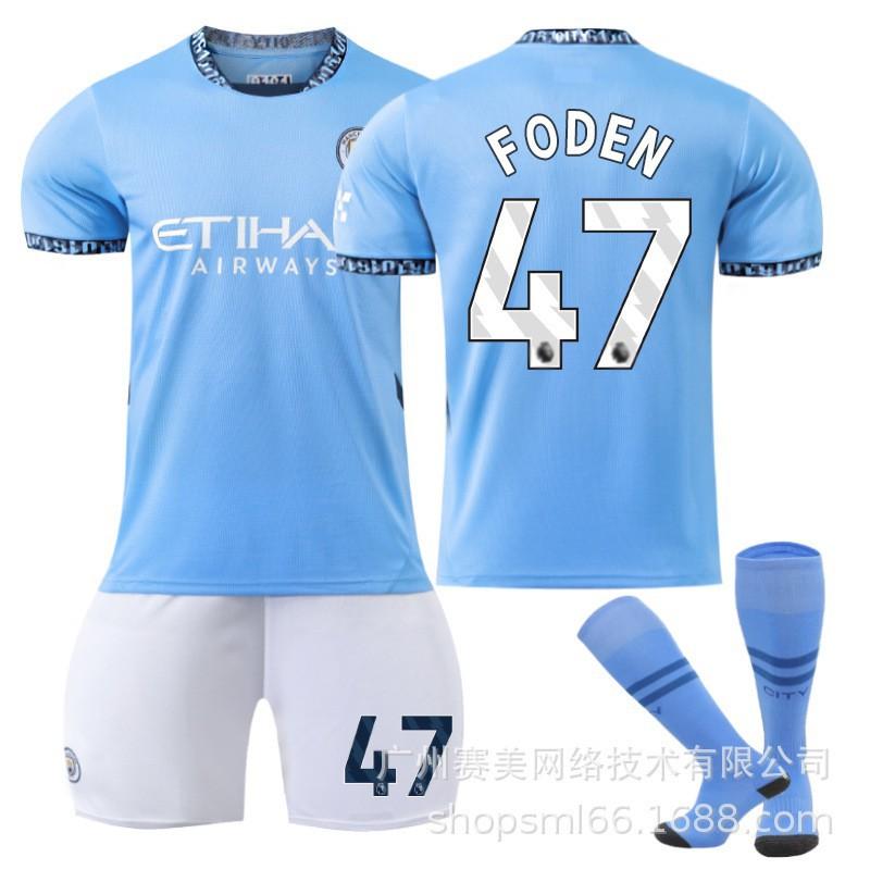 Manchester City Heim-Fußballtrikots 9 Harland 47 Forden 19 Alvarez 11 Doku 2425 Trikot-Set