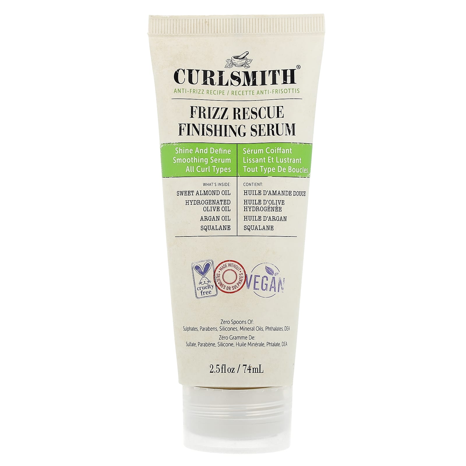 

Curlsmith Разглаживающая сыворотка Frizz Rescue, для всех типов кудрей, 74 мл (2,5 жидких унции)