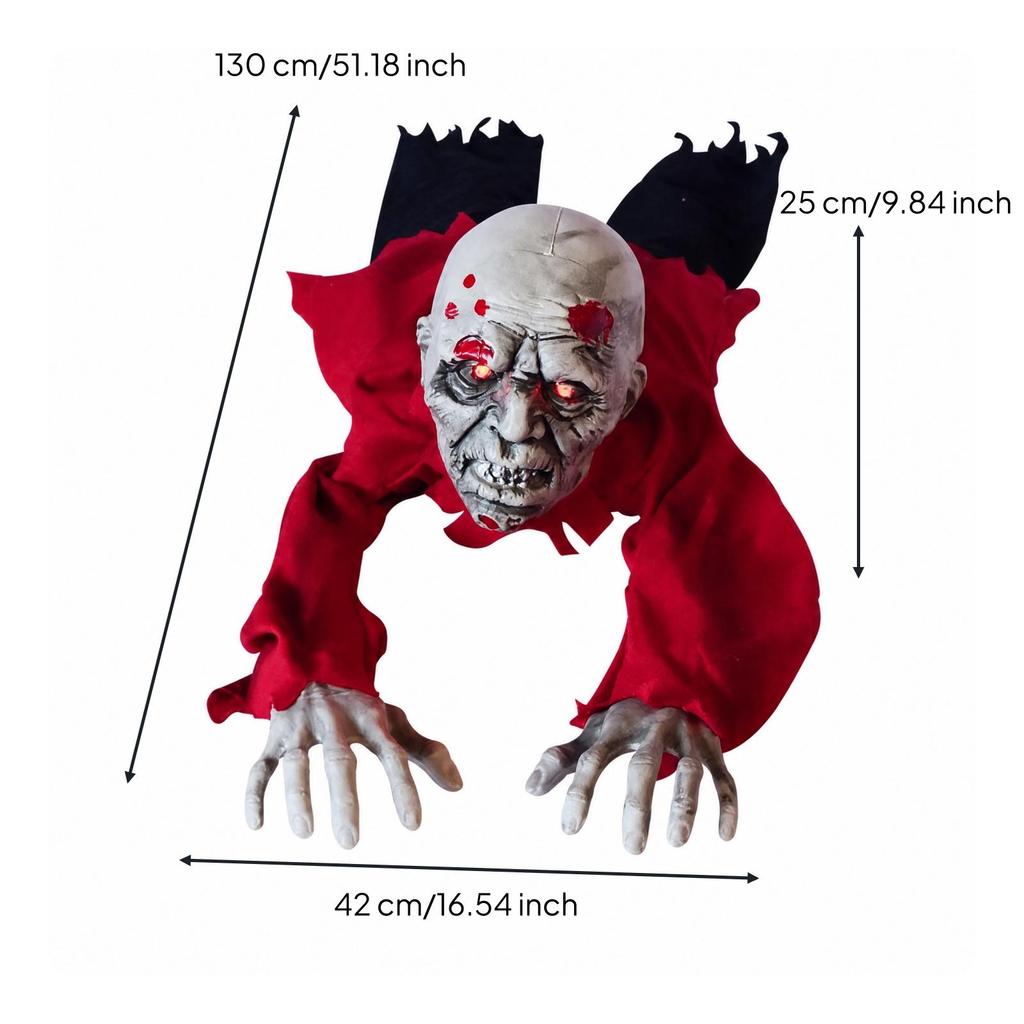 Zombie rampant Décoration d'Halloween Accessoire effrayant lumineux avec effets sonores Sinistre pour