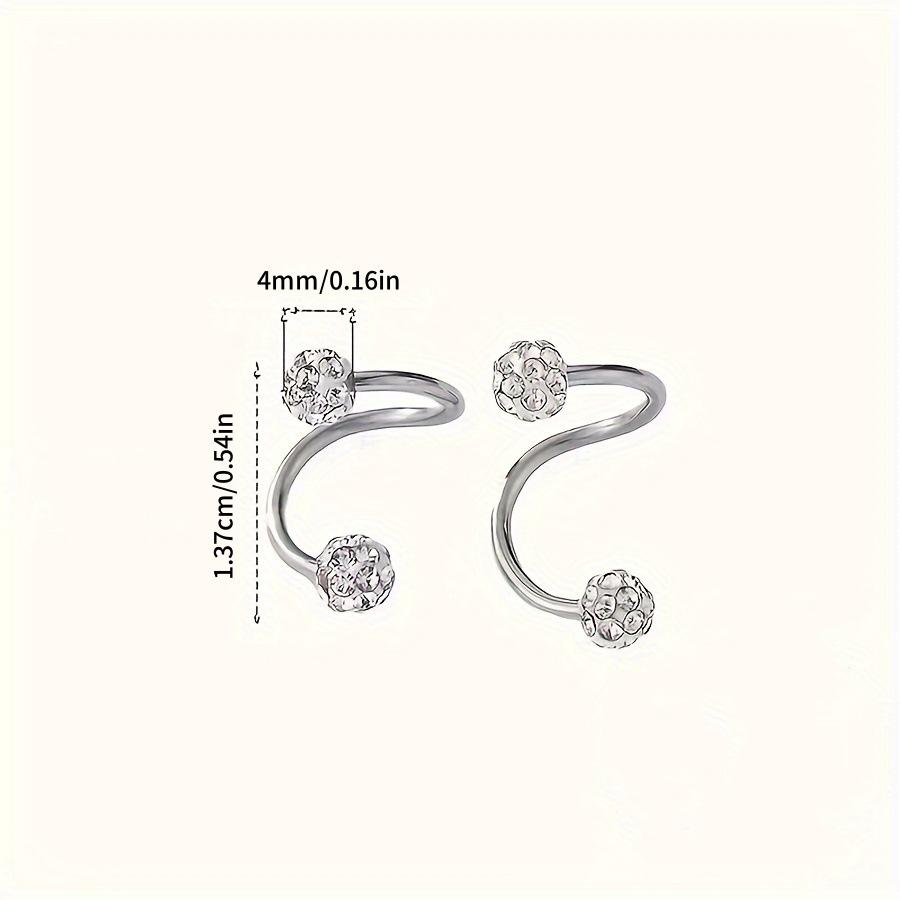 Silver S-Shaped Women's Earrings with Spherical Screw Detail Fashion Jewelry Accessory for Daily Use