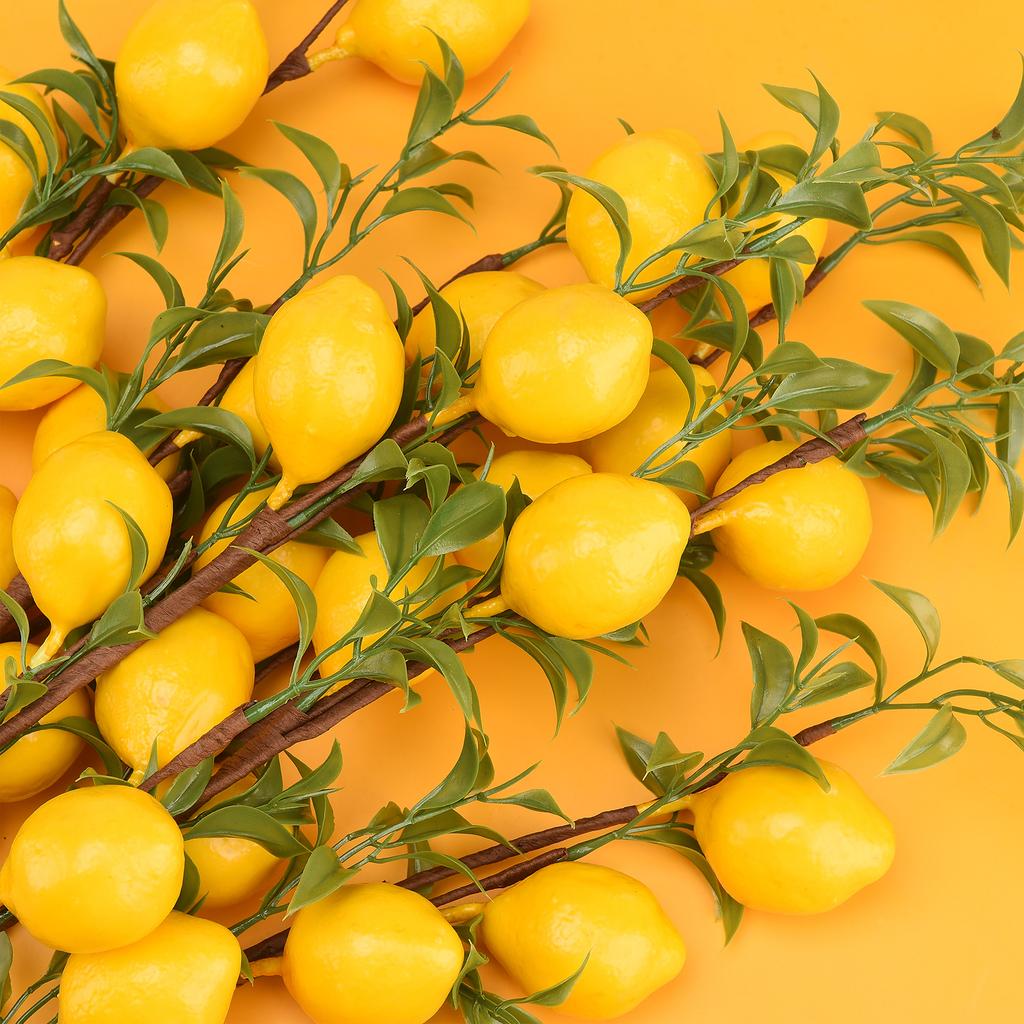 6ocm Artificial Lemon Branches Lifelike Exquisite Craftsmanship Faux Lemon Stems for Home Decor
