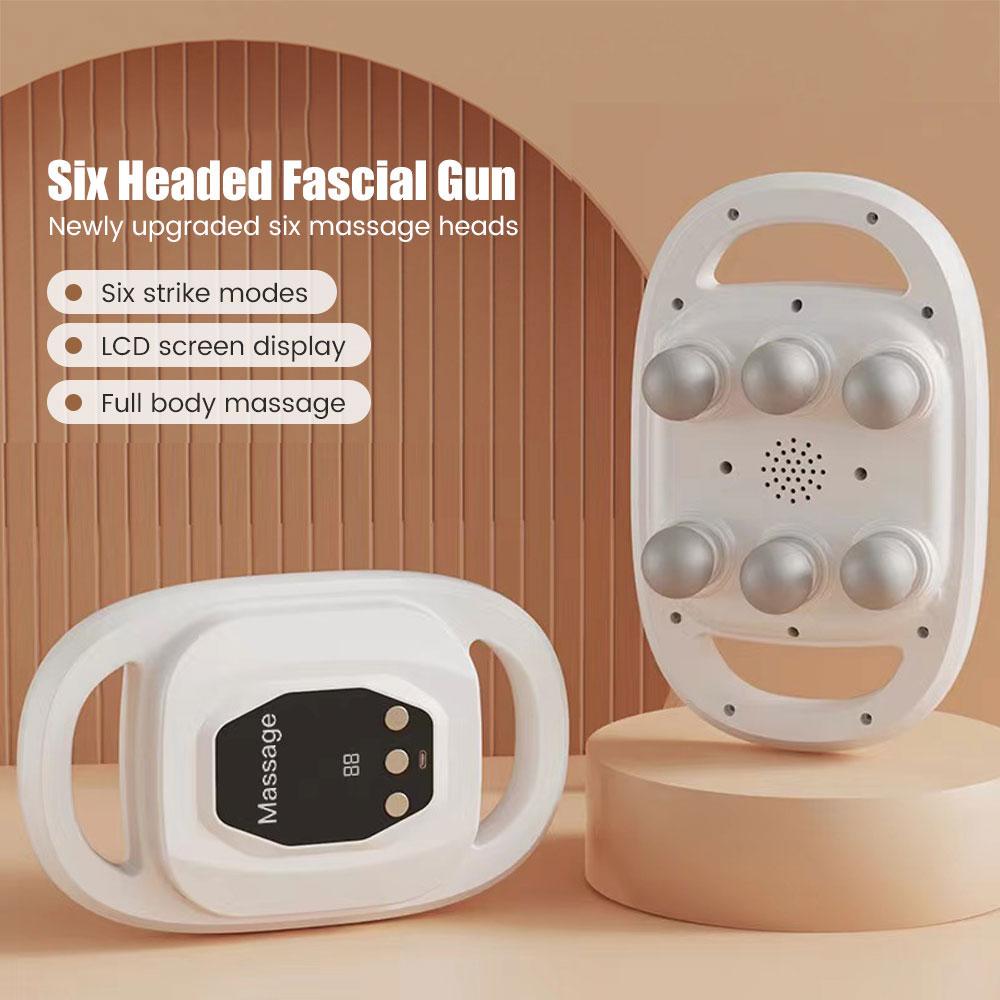 Fascia Gun Muscle Massager Gun Six Heads High Frequency Neck Waist Massage Machine Neck Shoulder Professional Fascia Massage Gun