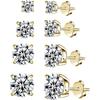 925 Sterling Silver Stud earrings Set | White Gold Plated Hypoallergenic Stud Earrings | Cubic Zirconia Stud Earrings for Women