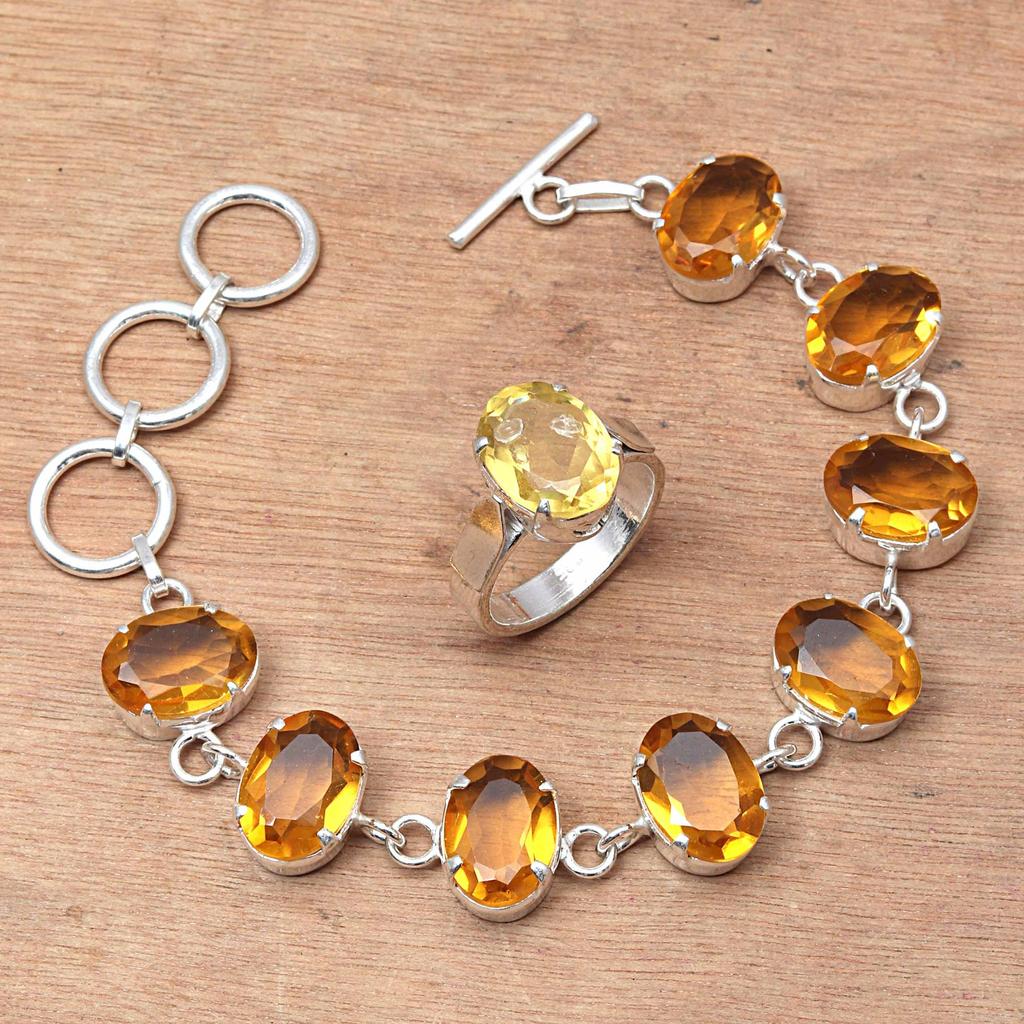 Swiss Blue Quartz Gemstone Women's Unisex Jewelry Bracelets & Rings 7-8''