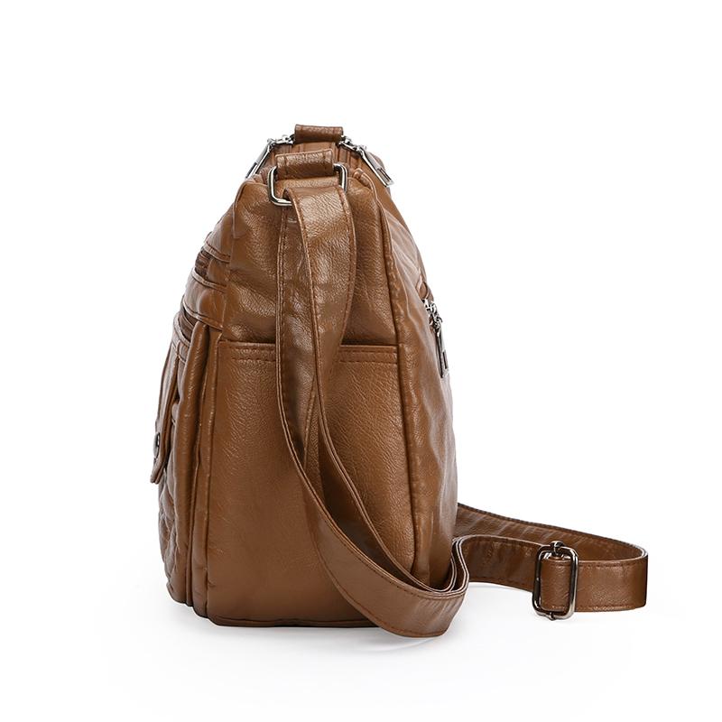 Middelaldrende og eldre kvinners veske skulderveske vintage mykt skinn mammaveske lett crossbody-veske