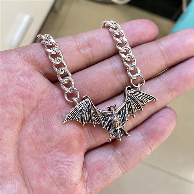 Bat Pendant Necklace With Alloy Material For Gothic Jewelry Enthusiasts