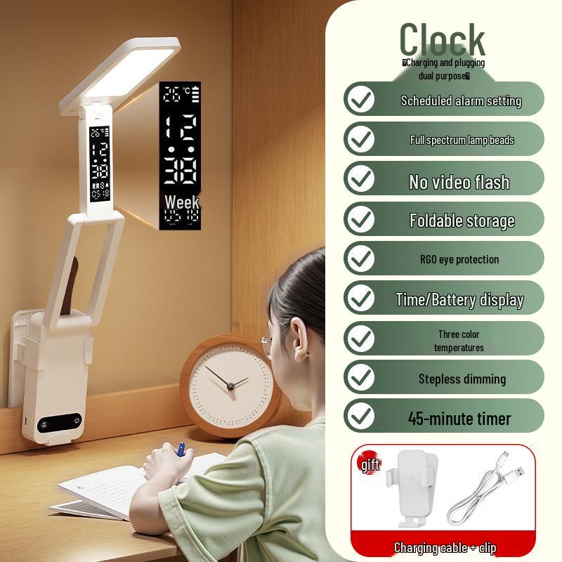 Smart Rechargeable Folding Table Lamp for Students with Eye Protection and Timer
