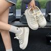 Leather Platform Women's Versatile Lightweight Round Head Lace-up Casual Board Shoes New Sports Shoes Bread Shoes