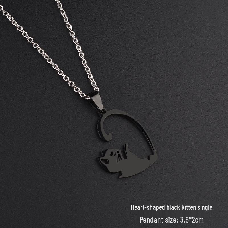 

Trendy Korean Cat Pendant Necklace: Titanium Steel Couples Jewelry Gift for Students