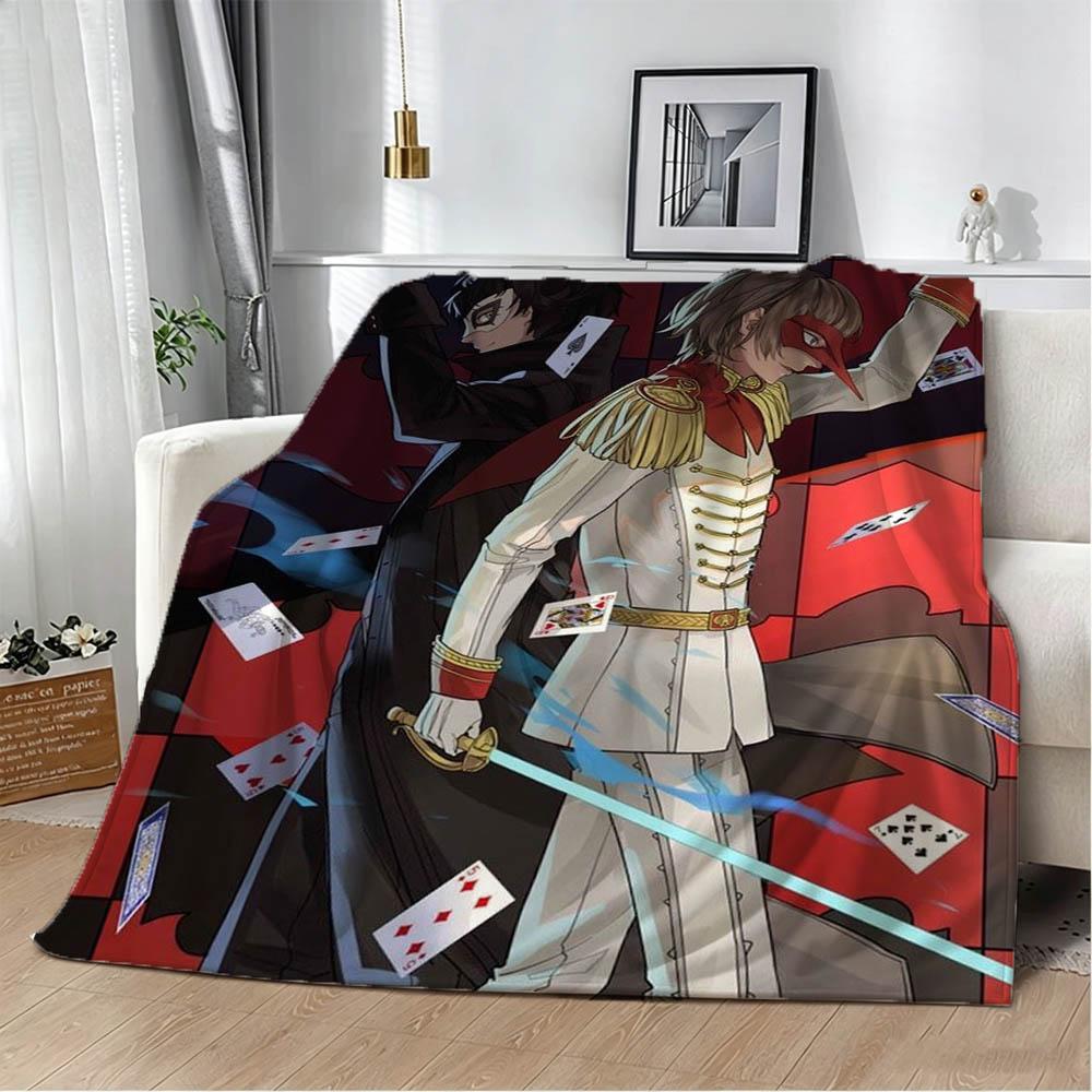 Game P-Persona-a 3 4 5 Royal Anima 3D Flannel Blanket Soft Throw Blanket Art For Home Decor Bedroom Bed Sofa Picnic Fans Gift