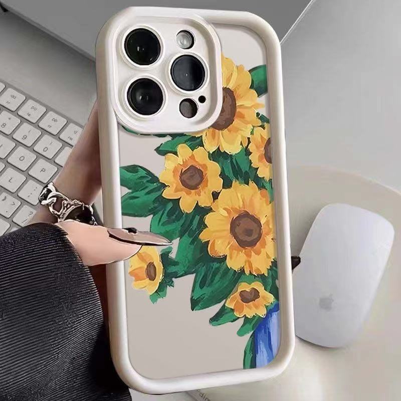 Sunflower for iphone16pro mobile phone case Apple 15 women 14 Japan and Korea 13promax new 12 oil paintings x