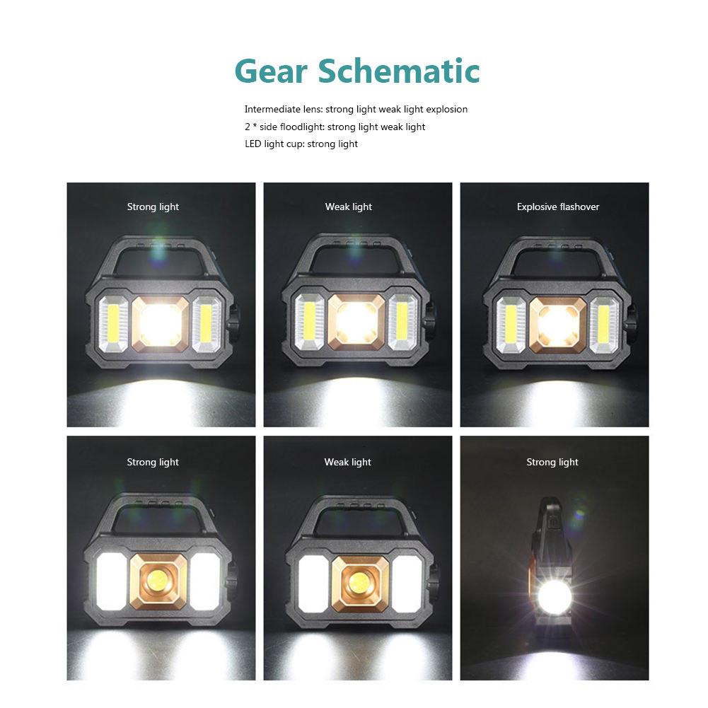 Solar Handheld Flashlights Usb Rechargeable 6 Modes Multifunction Lights Super Bright Cob Led Searchlight For Fishing