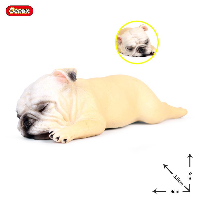 Oenux Lovely French Bulldog Animals Cute Puppy Sleep Lazy Dog Action Figures Model Figurine PVC Home Decoration Education Toy