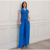 2025 spring and summer new women's solid color blouse sleeveless waist two-piece casual trousers suit