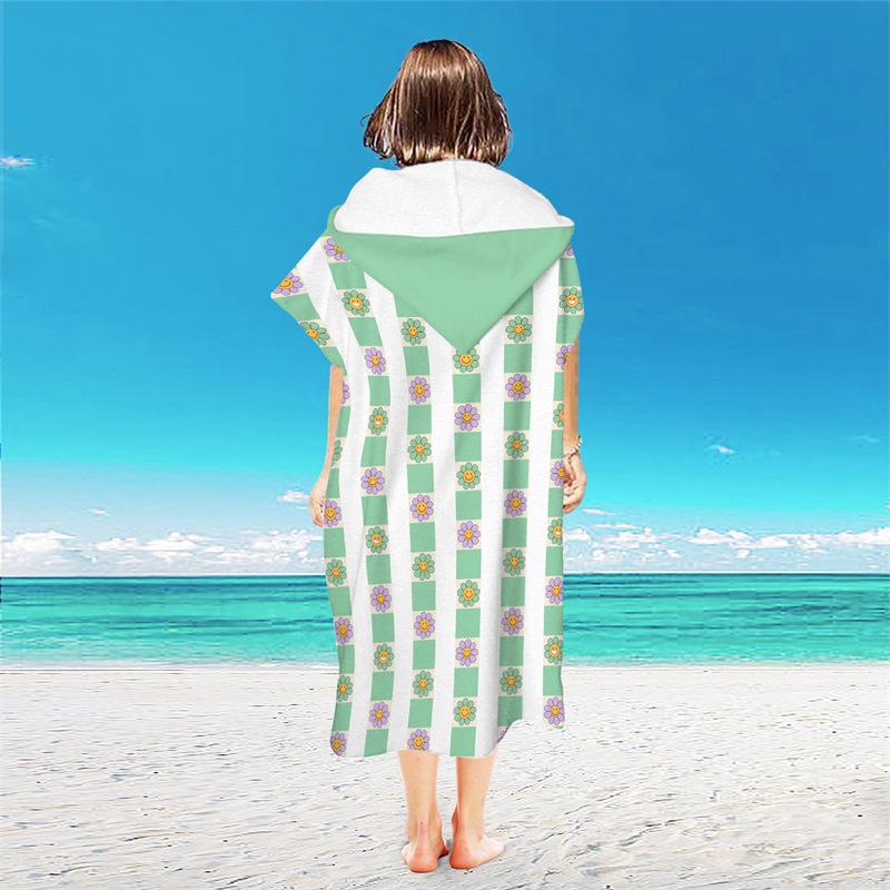 Microfiber Quick-Dry Hooded Beach Poncho Bathrobe for Adults
