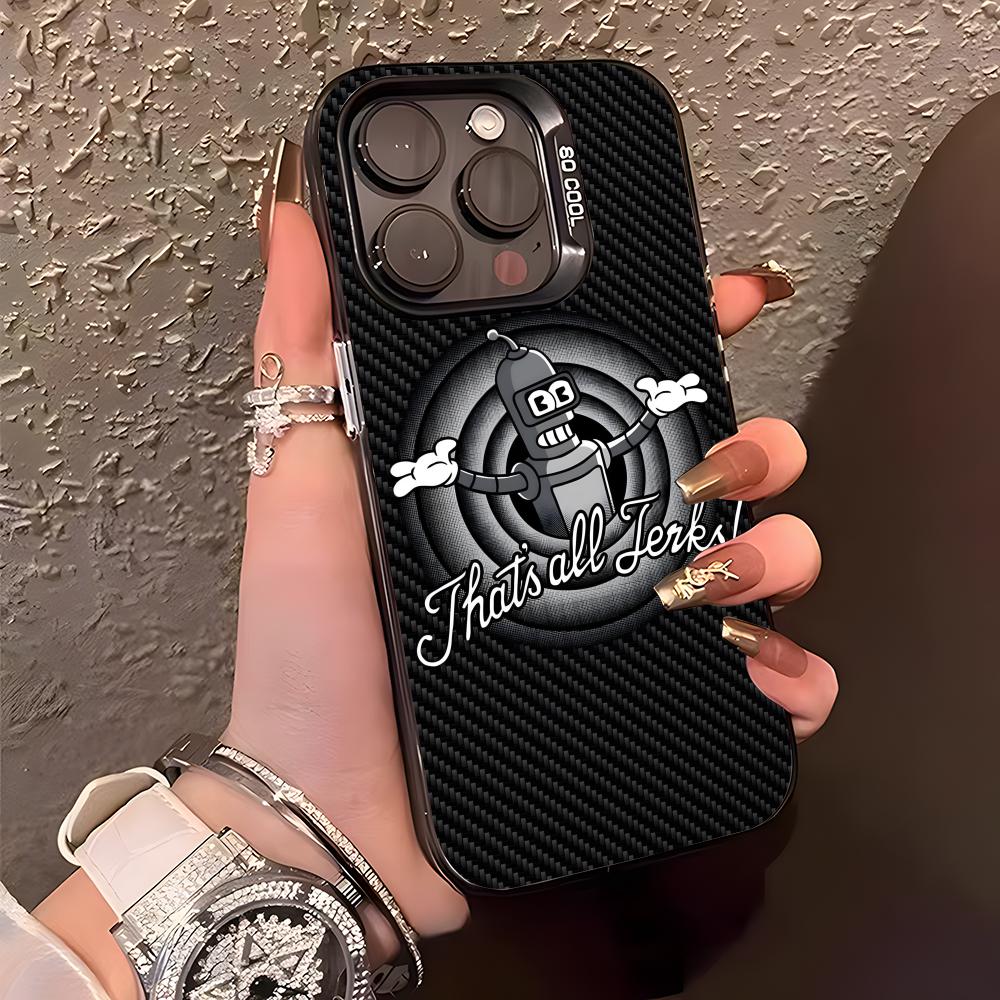

Anime F-Futuramas B-Benders Phone Case For IPhone17 Air 16 15 14 Plus 13 12 11 Pro XS Max Silver Black Bumper Case iPhone 15 Pro Max