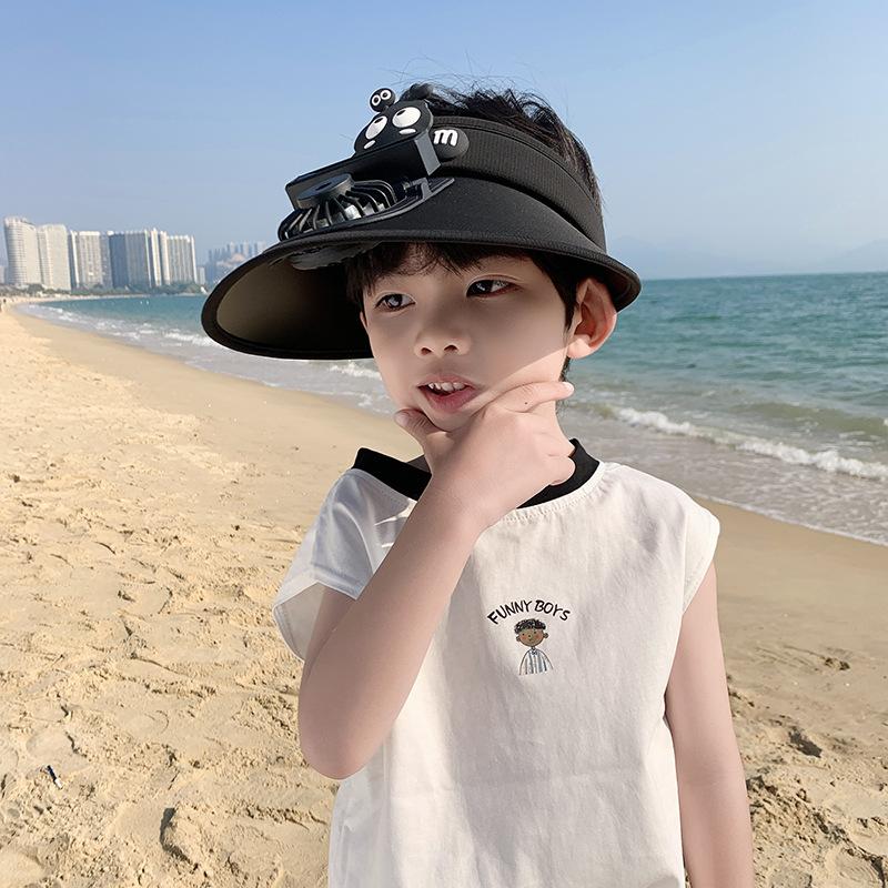 Nouveau Chapeau de Fan pour Femmes Mode Chapeau de Soleil pour Enfants Couvre-Visage Chapeau Haut Vide Chapeau de Soleil UV Femmes