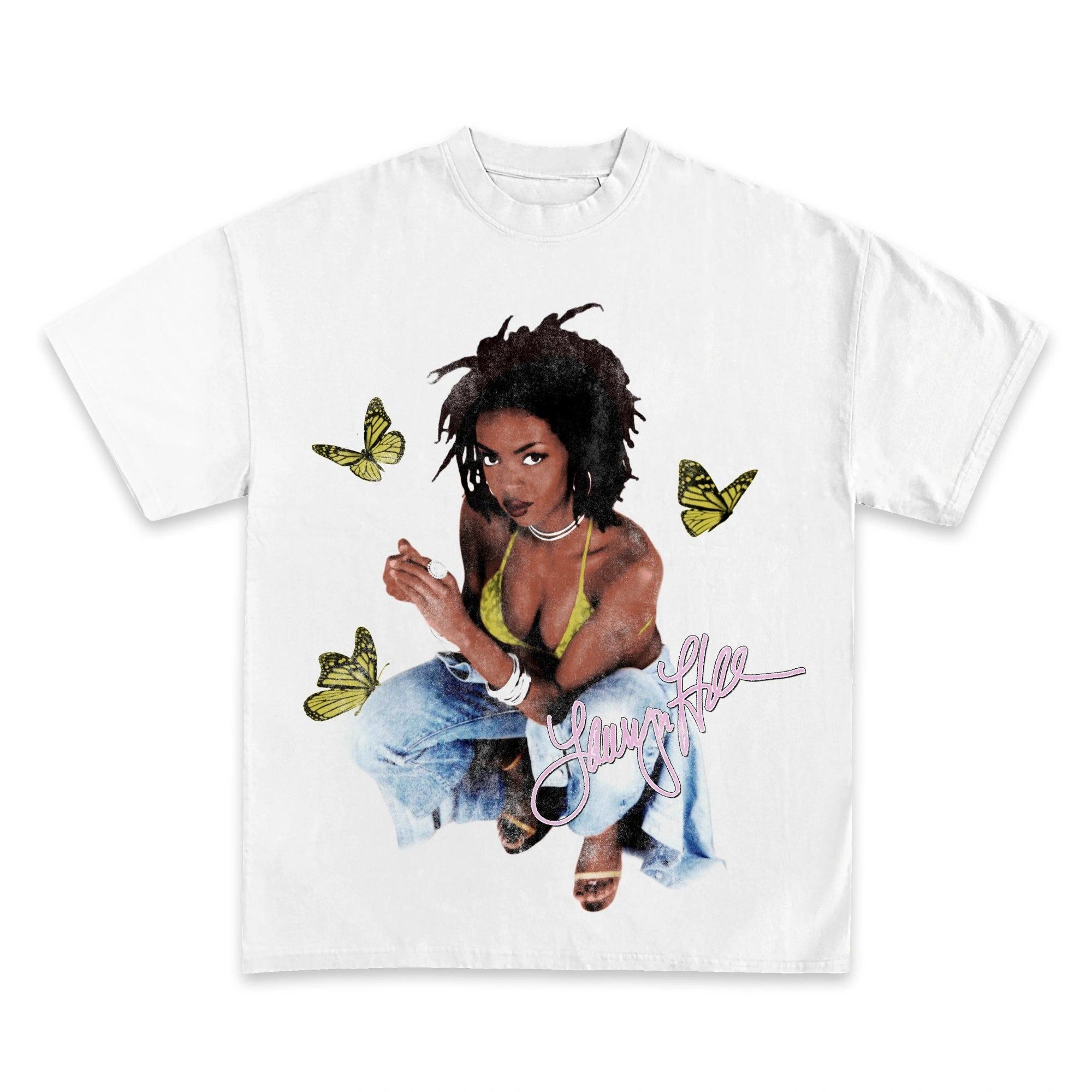 

Lauryn Hill Butterfly Vintage T Shirt Retro Hip Hop Streetwear Graphic Print Cotton Oversized Short Sleeve Tee for Men Women S разноцветный