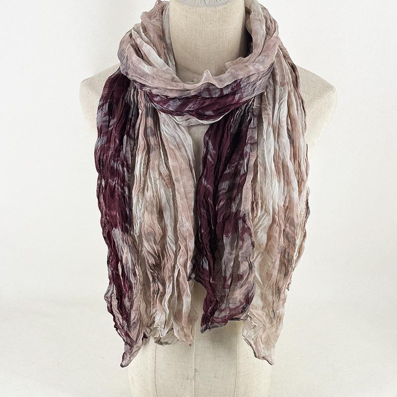 Women's Scarf Dyed and Pleated Scarf Neck Protection Warm and Windproof Versatile Accessory Scarf