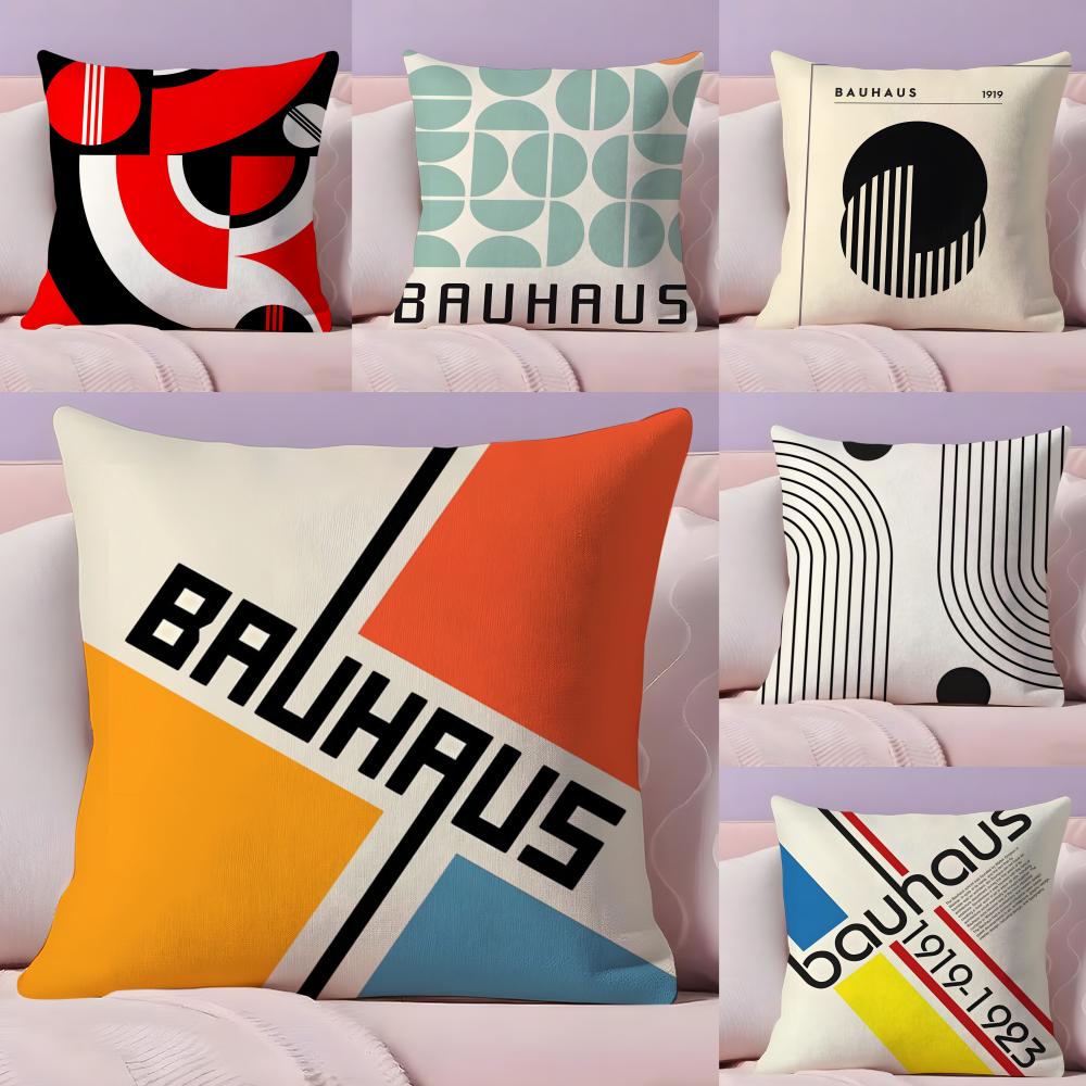 BBauhaus Trendy Lines Half Circle Cushion Cover Plush Fabric Soft DoubleSided Printed Sofa Warm Winter Home Gift Pillow Cover