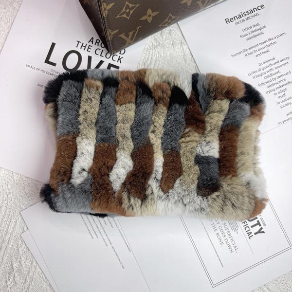 Women Handmade Stretch Real Rabbit Fur Scarf Knit Genuine Rex Rabbit Fur Headbands Girls Natural Rabbit Fur Ring Scarves