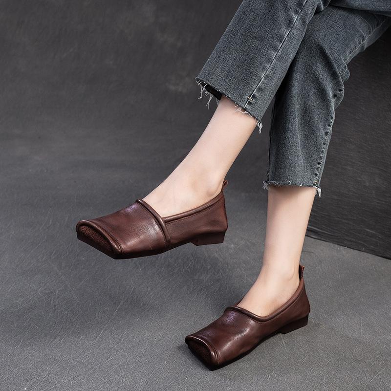 Fashion 2cm Cow Genuine Leather Hollow Oxfords Women Flats Slipper Sandals Square Toe High Brand Breathable Shoes Platform Wedge