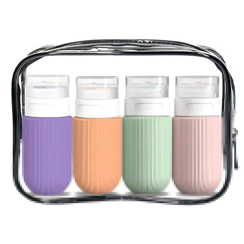 

4pcs Silicone Travel Bottles Set - Portable Leakproof Cosmetic Containers for Shampoo, Lotion, Foundation Refill (60ml/90ml) 60ml