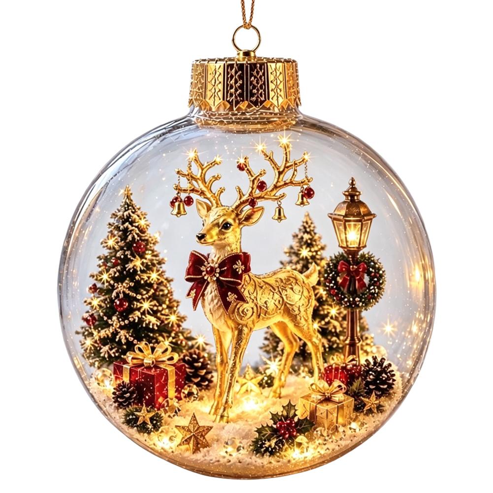 Decorazioni Luminose per la Storia di Natale 2026 Fai da te Nuovo Babbo Natale Pupazzo di Neve Alce Sfera di Cristallo con Polvere d'Oro Decorazione 1pz 2026