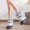 Japanische Frauen Süßes Mädchen Beinstulpen Lange Socken Harajuku Punk Kordelzug Holografische Beinabdeckung mit Verstellbarer Länge