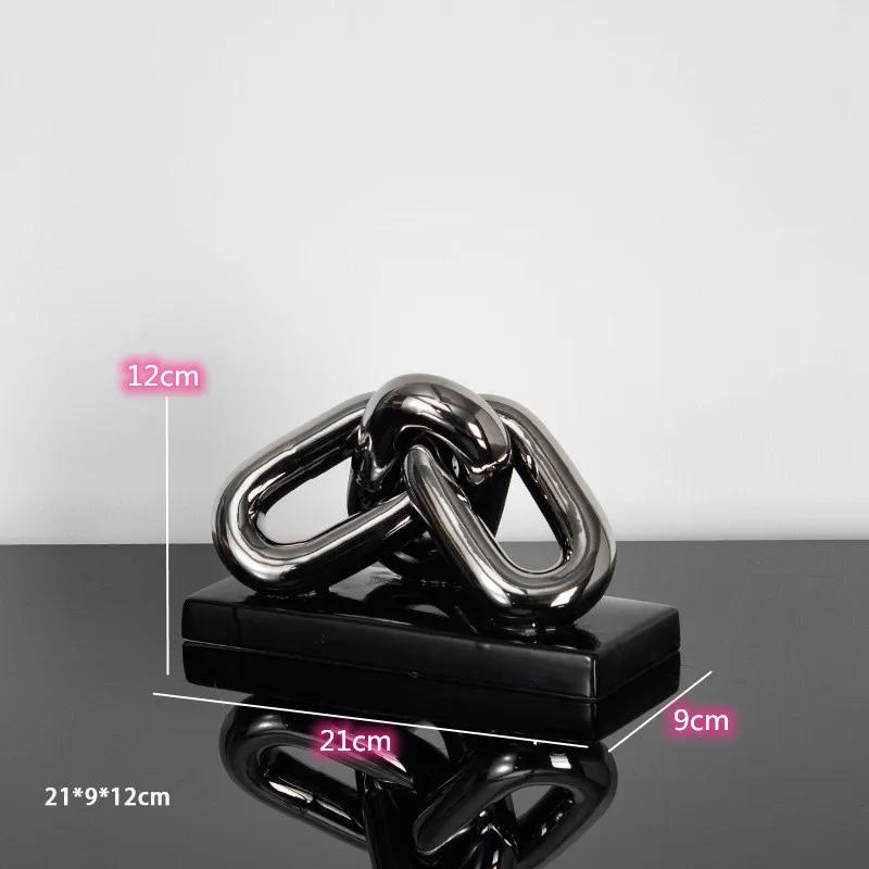 פסלי טבעות זהב קרמיות מצופות אלקטרוליזה מודרניות, פסלים גיאומטריים משרשרת חלולה, אביזרי קישוט לבית