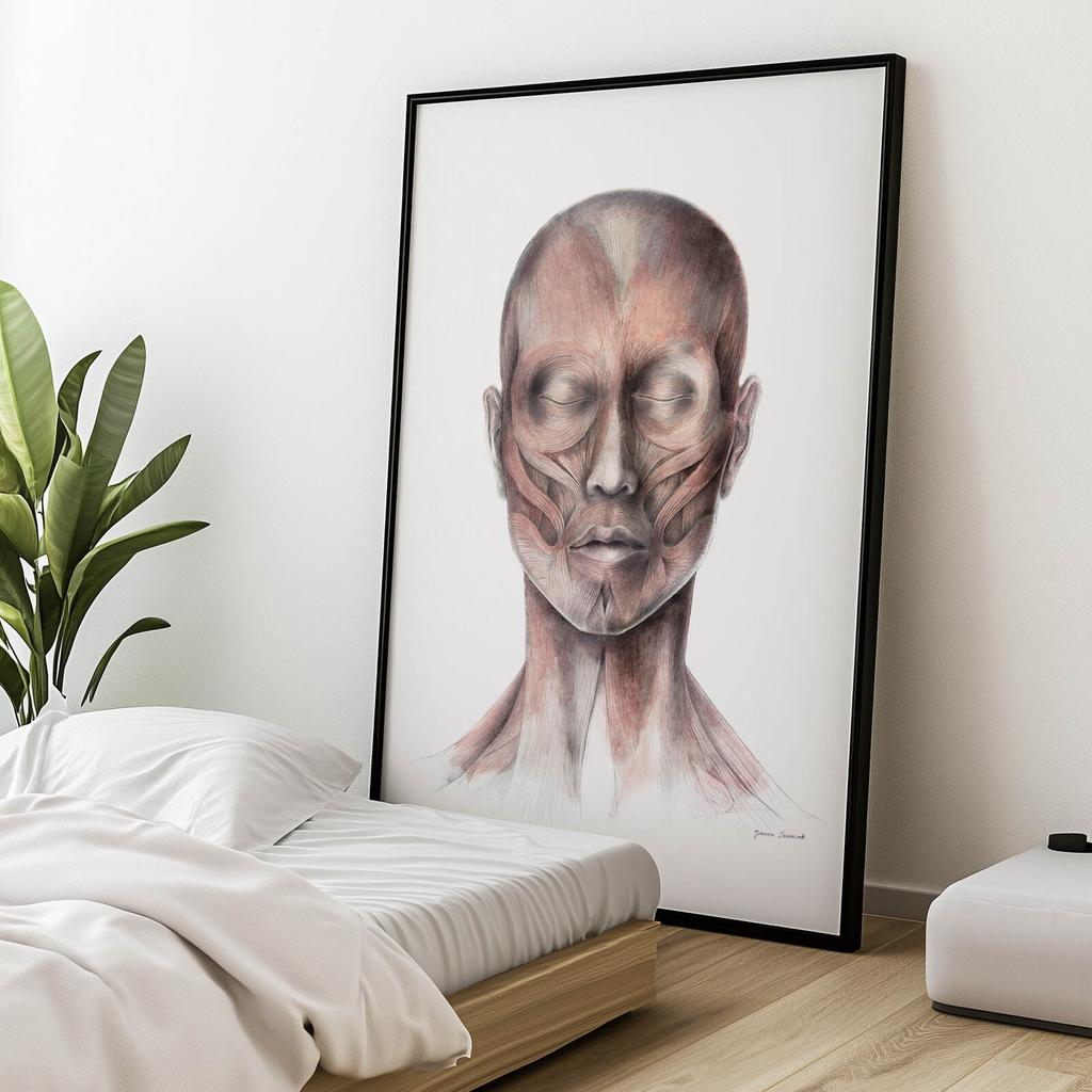 Mięśnie Mimiczne Twarzy - Widok Od Przodu (Norma Frontalis) - Plakat Anatomiczny Mięśnie Mimiczne Twarzy - Widok Od Przodu (Norma Frontalis) - Plakat