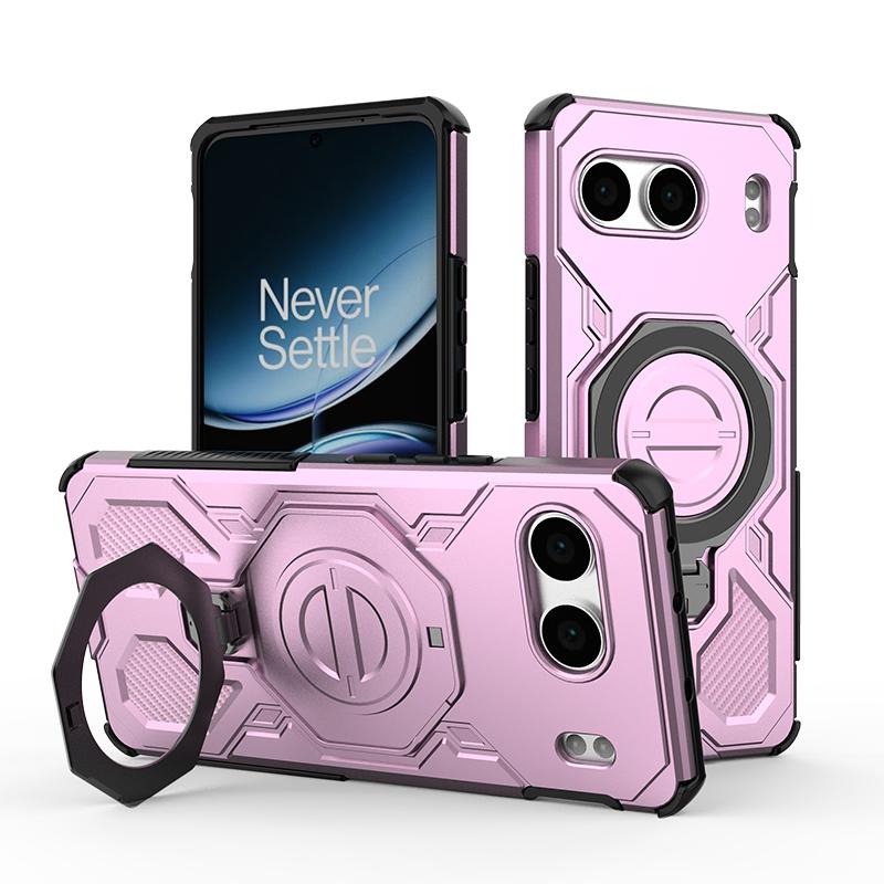 KEYSION Shockproof Magnetic Case for OnePlus Nord 4 5G Upright Live Metal Ring Stand Phone Back Cover for One Plus 1+ Nord 4 5G