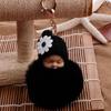 Small Flower Baby Doll Fake Fur Fluffy Ball Key Chain Bag Key Rings Car Key Pendant Cartoon Ornaments Gifts