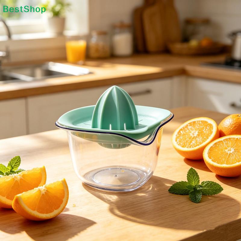 Manual Citrus Juicer with Glass Measuring Cup,Handheld Orange Lemon Squeezer,Portable Citrus Press with Strainer