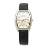 Alessandra Olla Women's Watch Flower Dial Barrel Case Leather Band Quartz AO-4850-SVBK