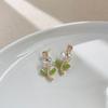 Green Floral Earrings - Japanese Korean Sweet Tea Series, High-End Whitening Ear Accessories
