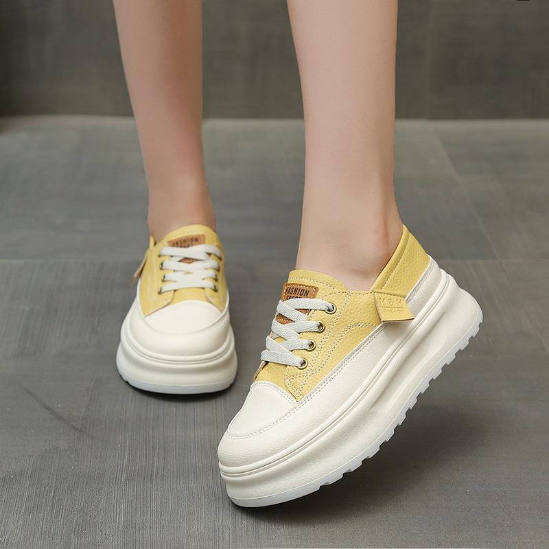 Fashion thick-soled heightening little white shoes for women's 2025 spring new versatile soft-soled comfortable two-wear sports and leisure board sho