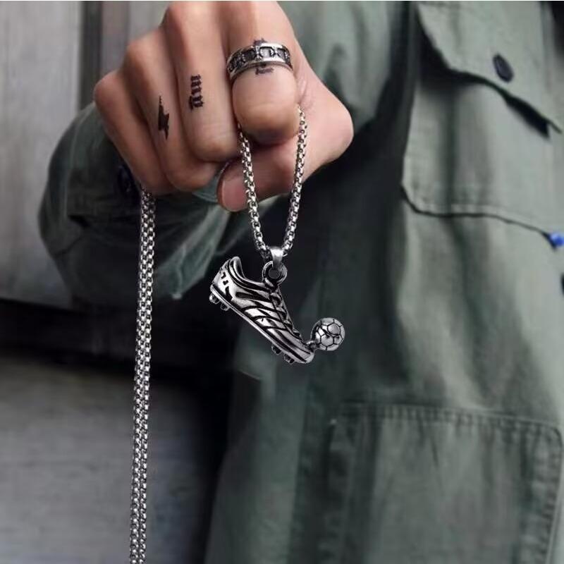 Football shoe pendant, vintage cross-border European and American sports hip-hop sneaker necklace
